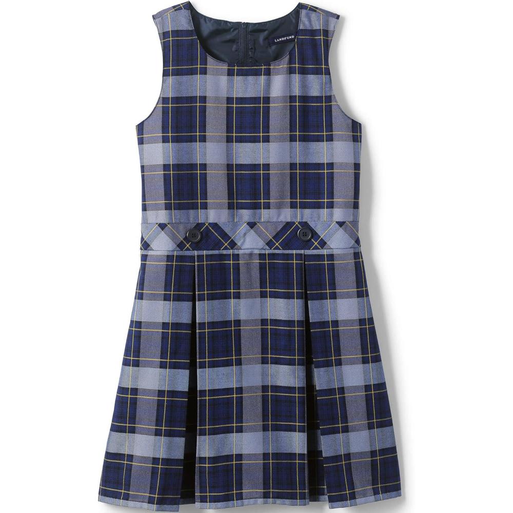 imageLands End Girls Uniform Plaid JumperClassic Navy Plaid