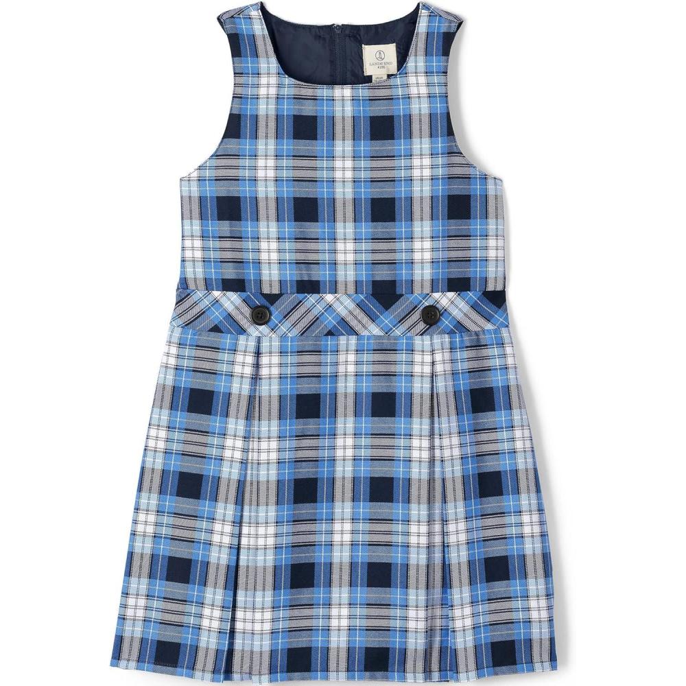 imageLands End Girls Uniform Plaid JumperClear Blue Plaid