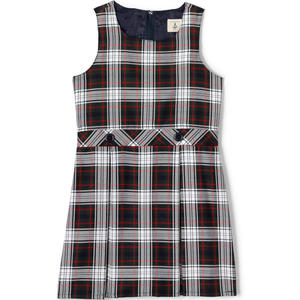 imageLands End Girls Uniform Plaid JumperEvergreenWhite Plaid