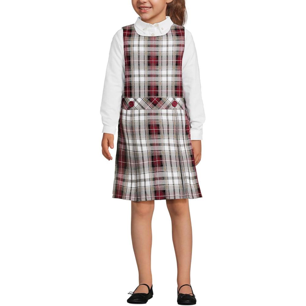 imageLands End Girls Uniform Plaid JumperGarnetKhaki Plaid