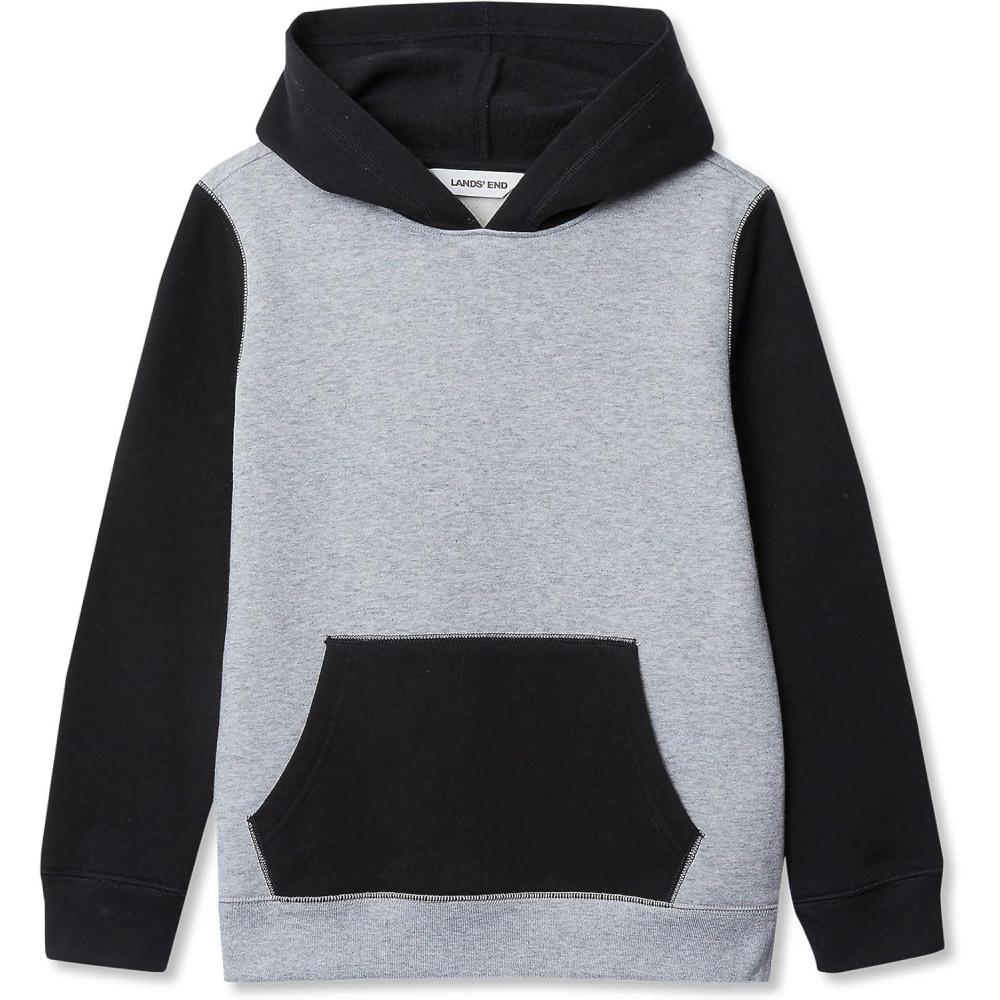 imageLands End Kids Fleece Pullover HoodieGray HeatherBlack