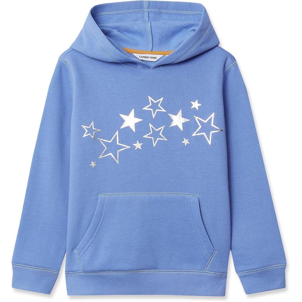 imageLands End Kids Fleece Pullover HoodieMetallic StarsPurple