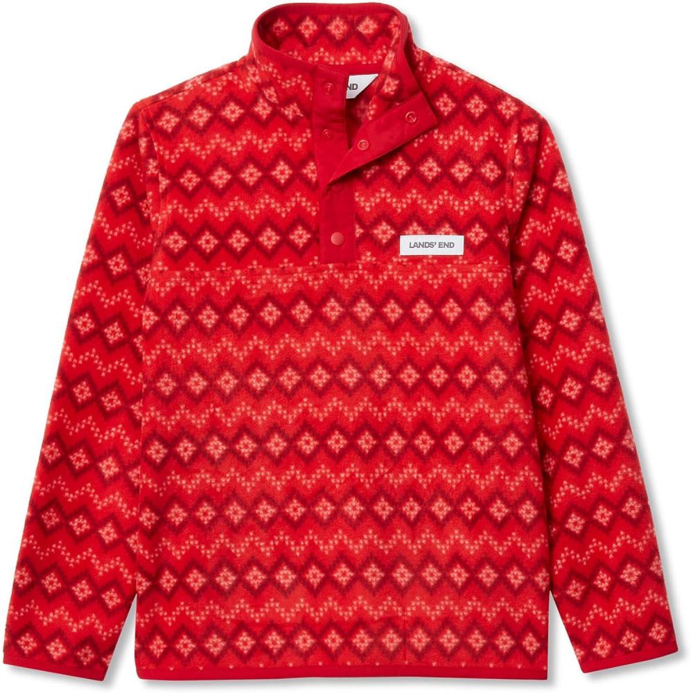 imageLands End Kids Fleece Quarter ZipApple Red Fairisle