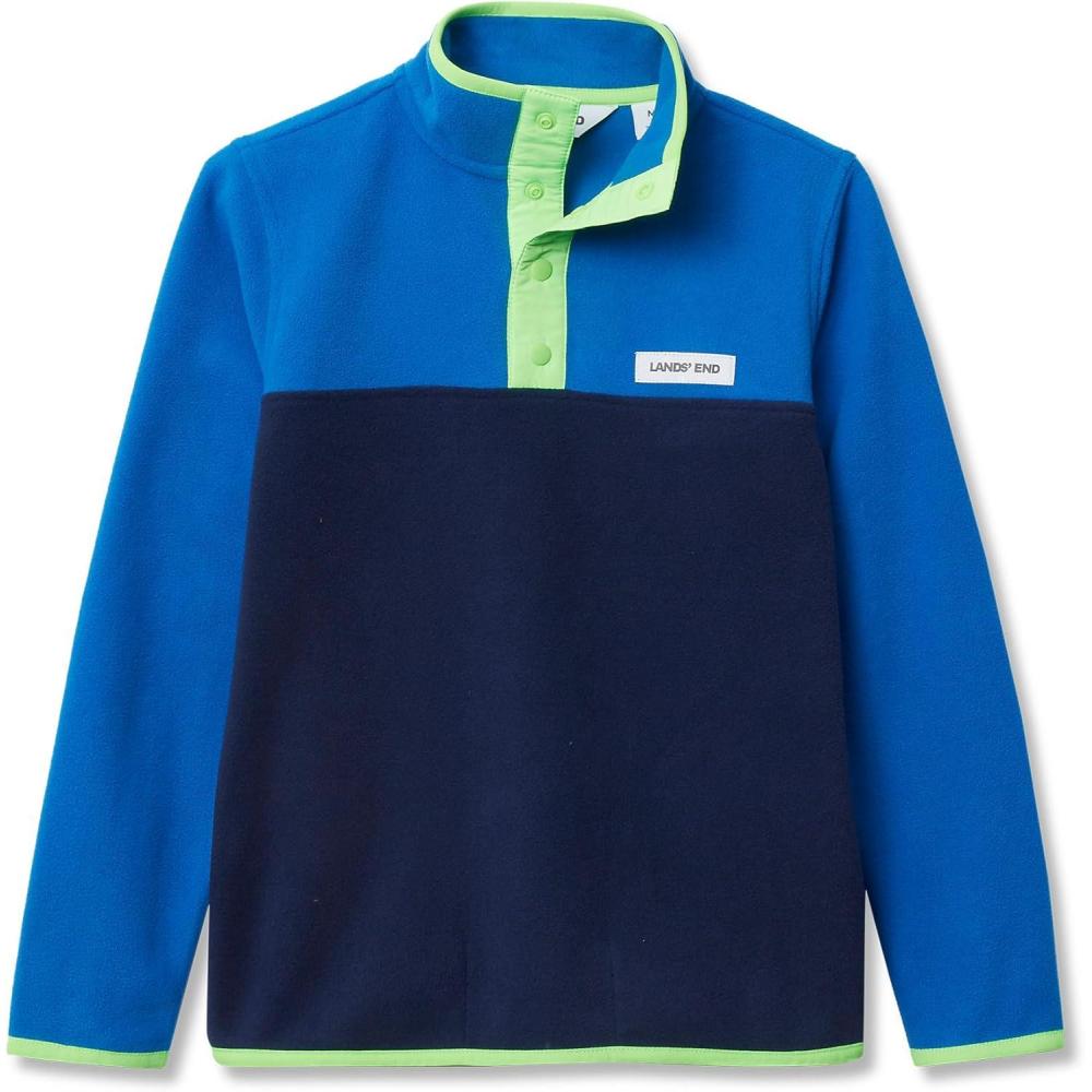 imageLands End Kids Fleece Quarter ZipCobaltNavyGreen