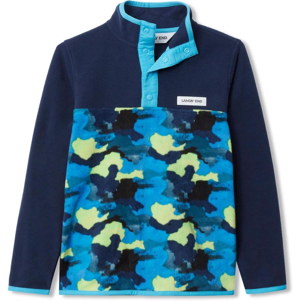 imageLands End Kids Fleece Quarter ZipNavyNeon Camo