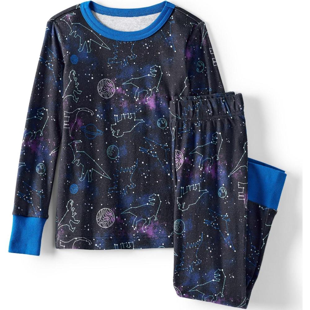 imageLands End Kids Pattern Snug Fit Pajama SetBlack Galaxy Cosmos