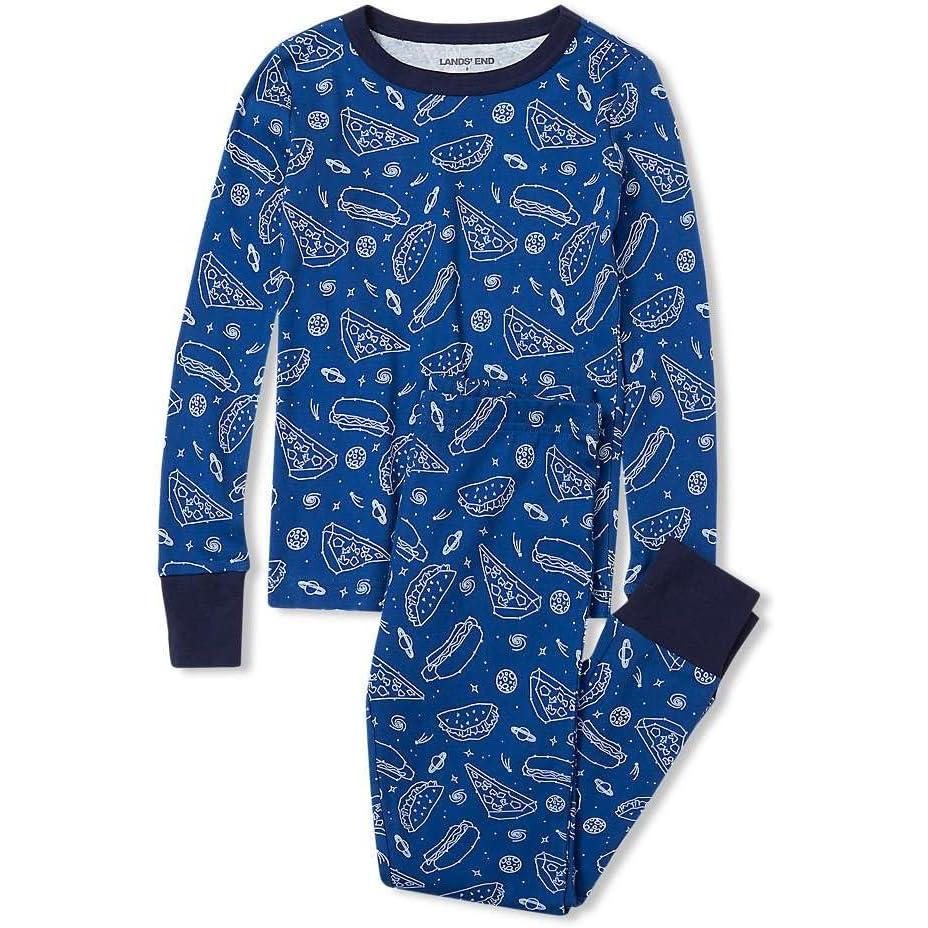imageLands End Kids Pattern Snug Fit Pajama SetNavy Food Constellation