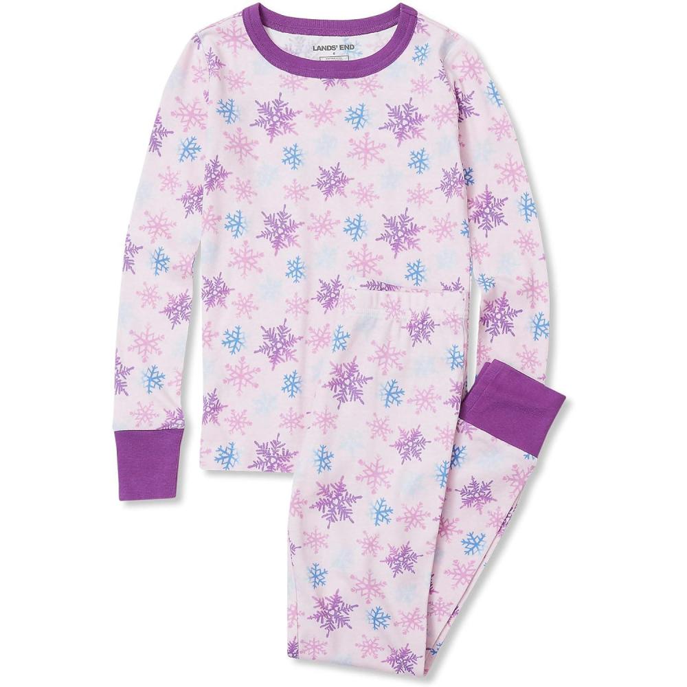 imageLands End Kids Pattern Snug Fit Pajama SetOrchid Ice Snowflakes