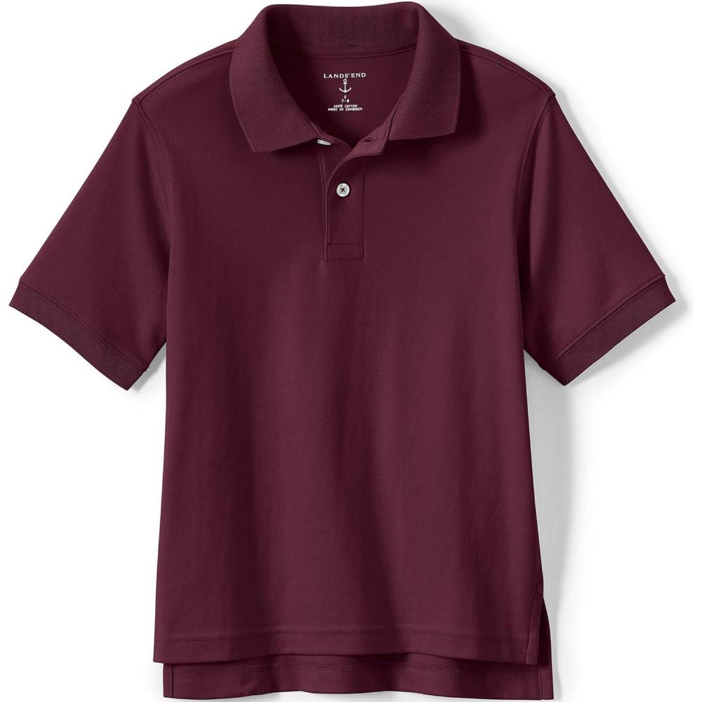 imageLands End Kids School Uniform Polo  100 Cotton Comfort That Lasts All Year EasyCare Short SleeveBurgundy