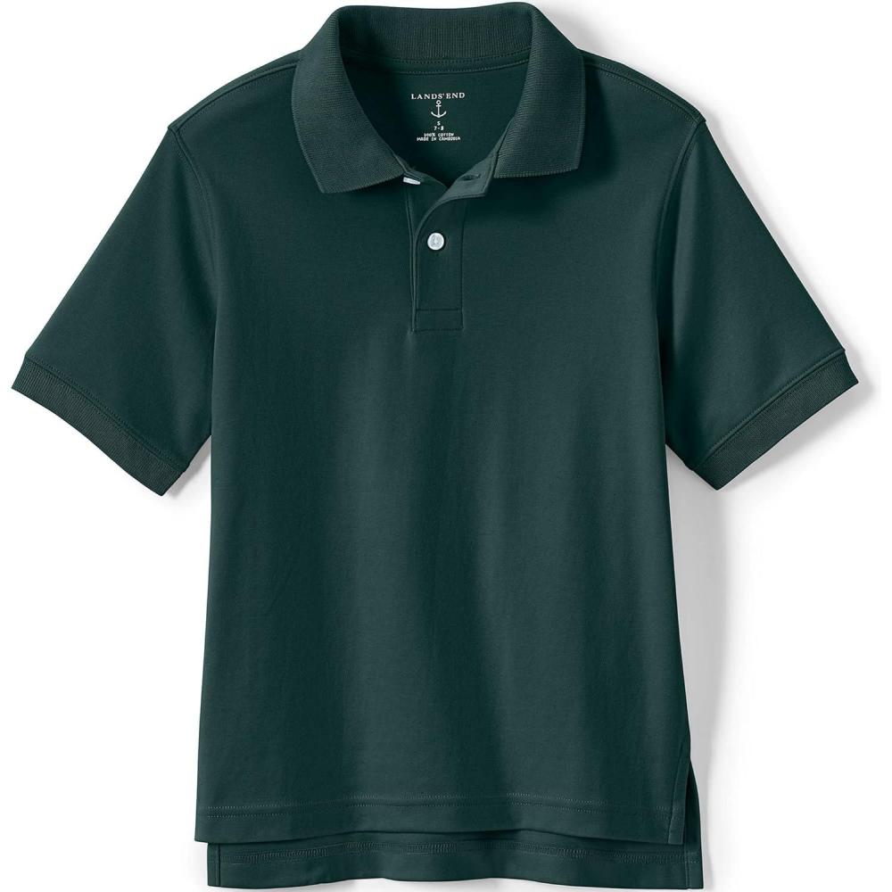 imageLands End Kids School Uniform Polo  100 Cotton Comfort That Lasts All Year EasyCare Short SleeveEvergreen