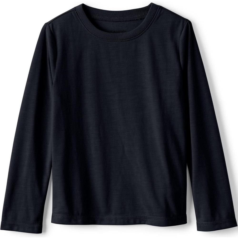imageLands End Kids Soft Jersey Pocket Sleep Top UltraSoft Cotton Blend TagFree Cozy Fit Fun for Bedtime ComfortBlack
