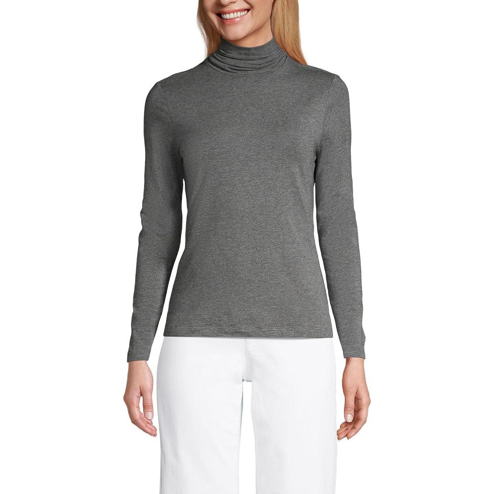 imageLands End Lightweight Jersey Long Sleeve TurtleneckCharcoal Heather