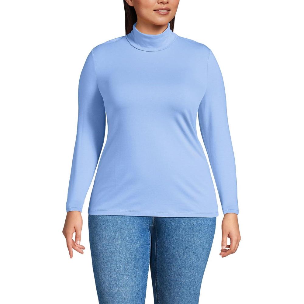 imageLands End Lightweight Jersey Long Sleeve TurtleneckClear Blue Sky