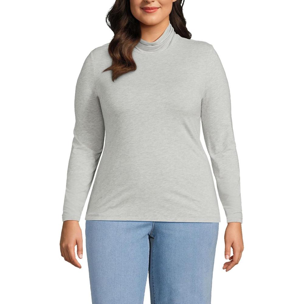 imageLands End Lightweight Jersey Long Sleeve TurtleneckGray Heather