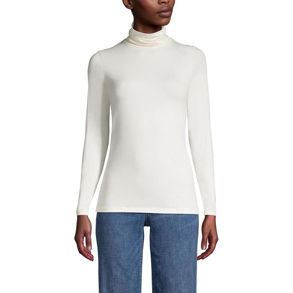 imageLands End Lightweight Jersey Long Sleeve TurtleneckIvory