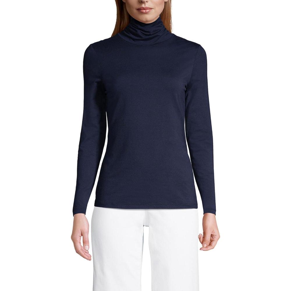 imageLands End Lightweight Jersey Long Sleeve TurtleneckRadiant Navy