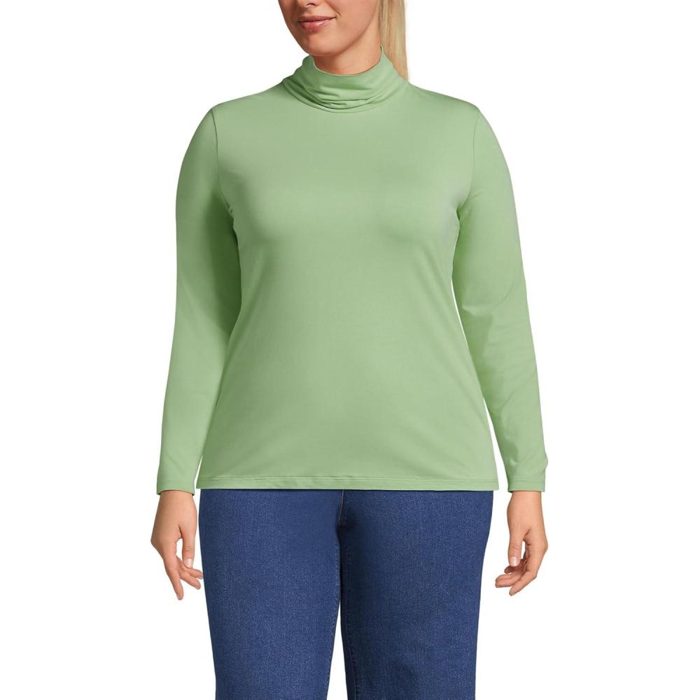 imageLands End Lightweight Jersey Long Sleeve TurtleneckSoft Jade