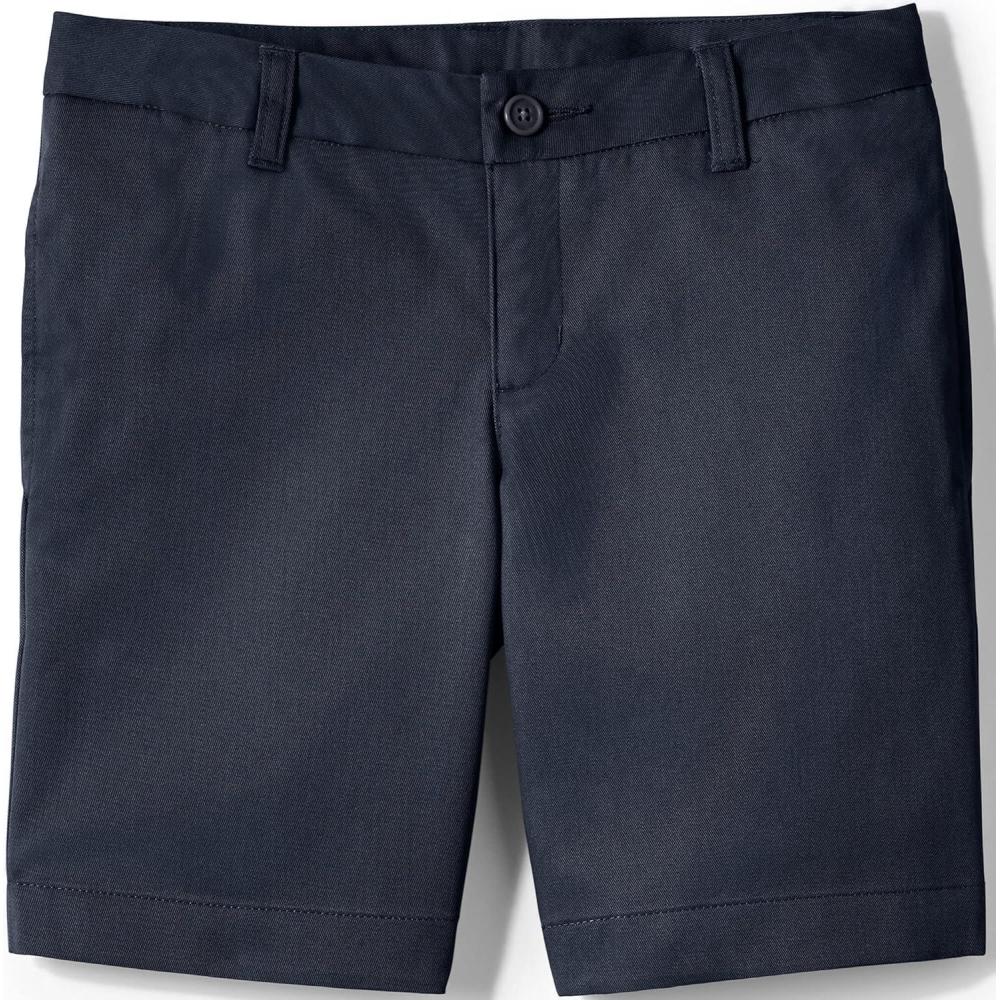 imageLands End Little Girls Slim Plain Front Blend Chino ShortsClassic Navy