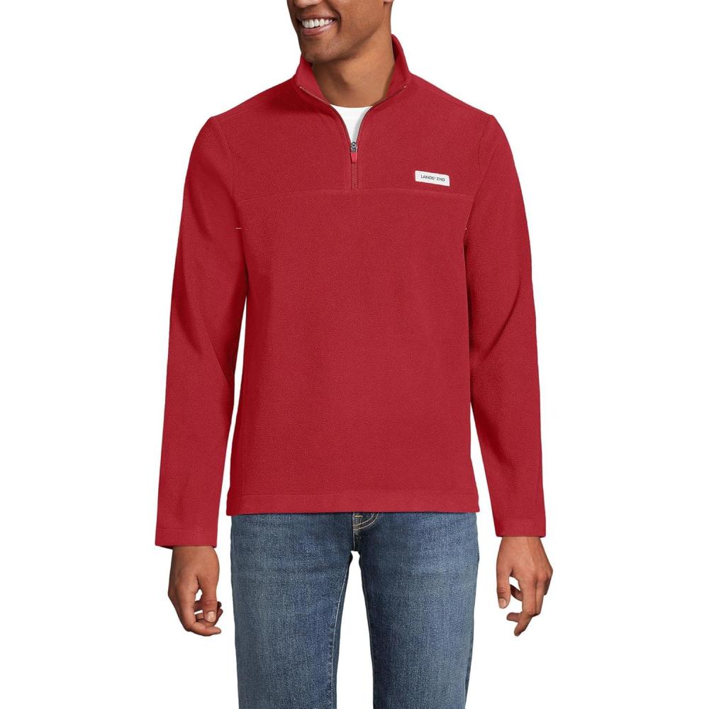 imageLands End Mens Anyweather Fleece Quarter Zip PulloverDark Granite Red