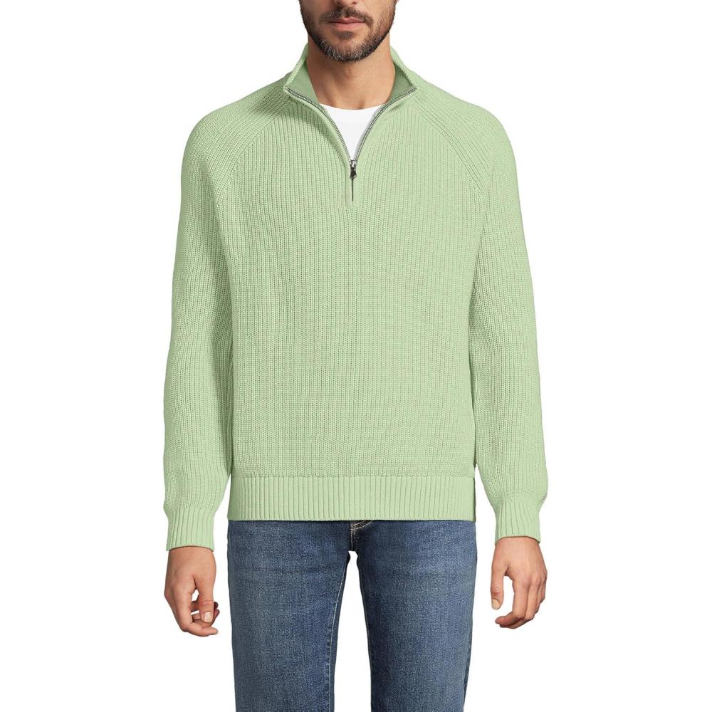 imageLands End Mens Drifter Quarter Zip SweaterAntique Moss