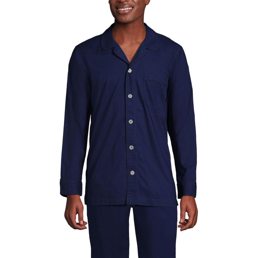 imageLands End Mens Essential Pajama ShirtDeep Sea Navy