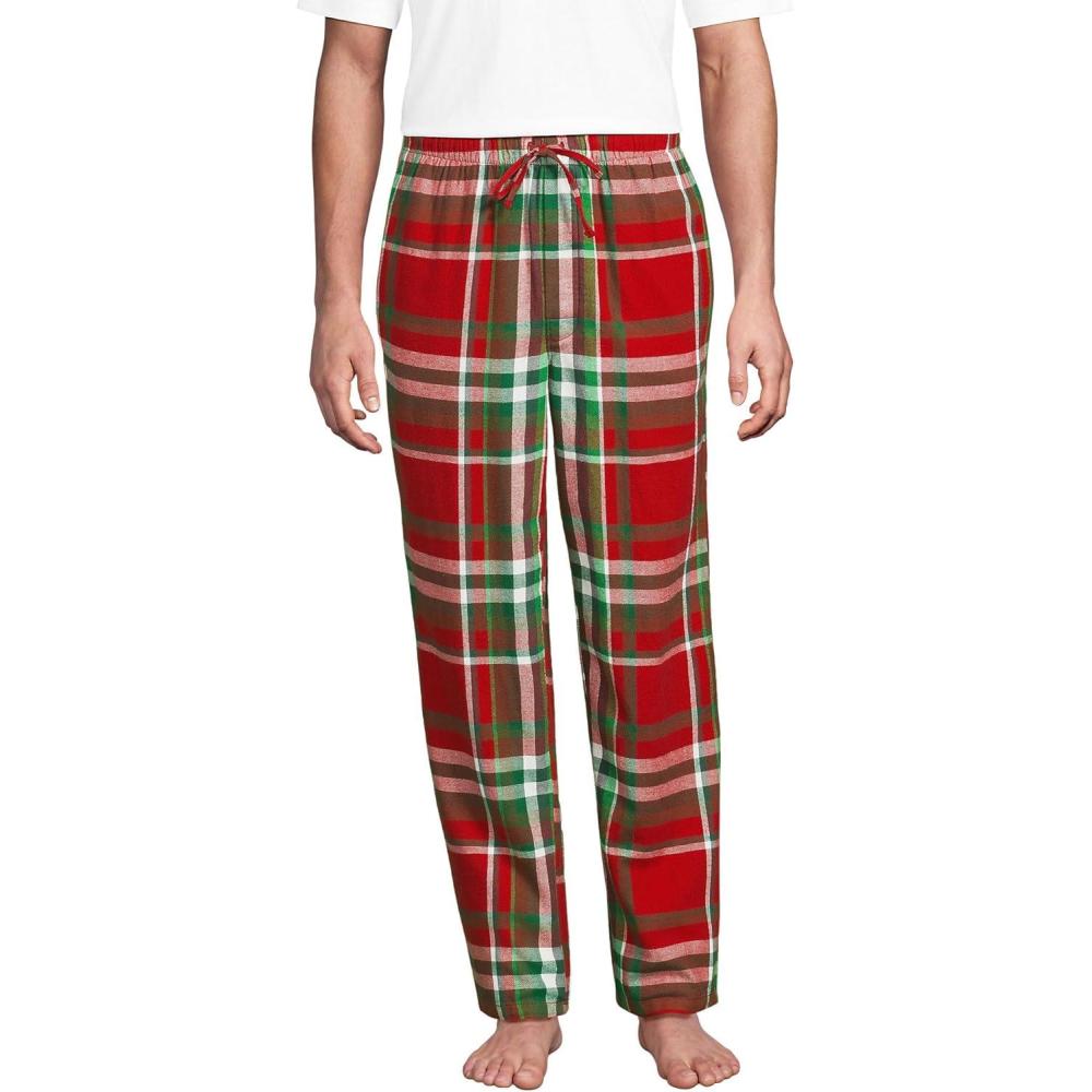 imageLands End Mens Flannel Pajama PantsCompass RedEmerald Plaid