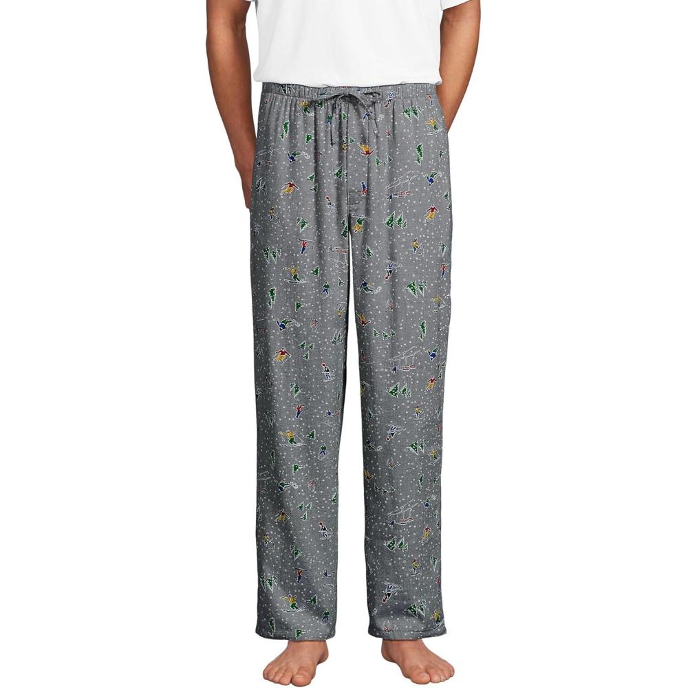 imageLands End Mens Flannel Pajama PantsGray Heather Skiers