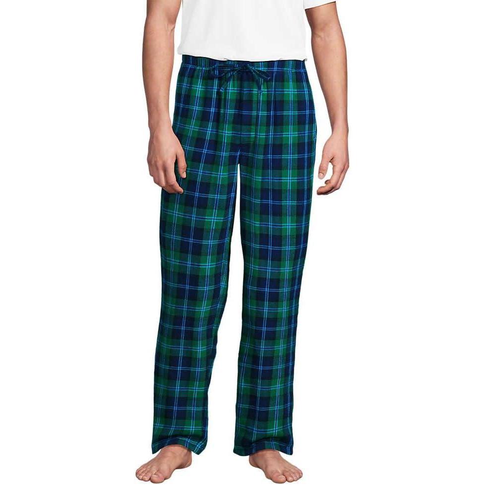 imageLands End Mens Flannel Pajama PantsLight Emerald Blackwatch