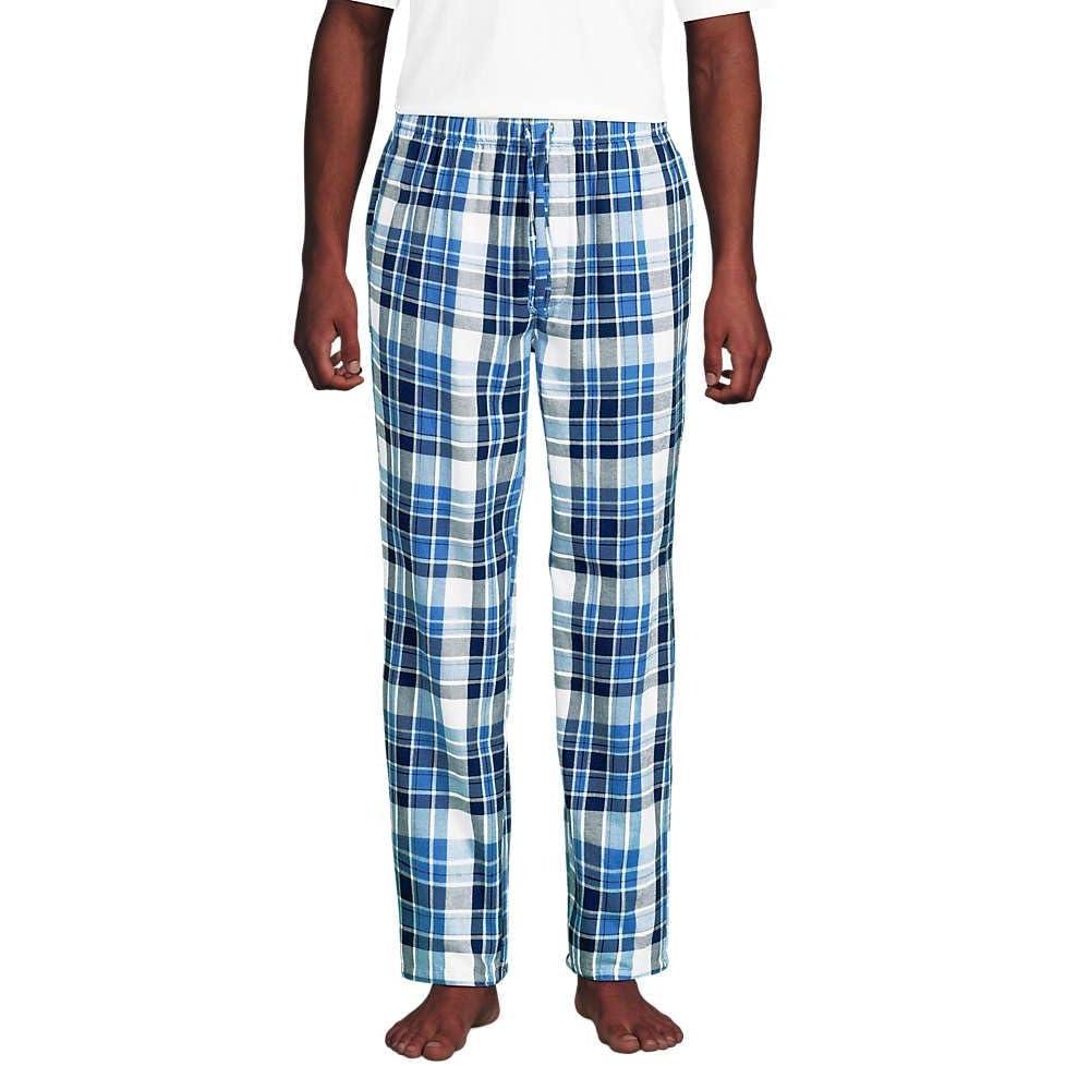 imageLands End Mens Flannel Pajama PantsMuted Cobalt Blue Plaid