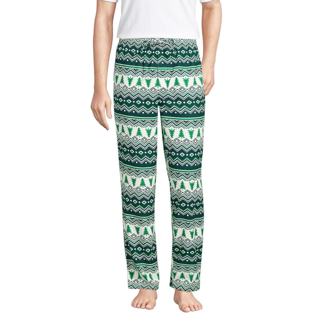 imageLands End Mens Flannel Pajama PantsTrue Green Tree Fairisle