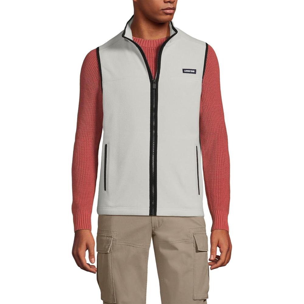 imageLands End Mens Full Zip Fleece VestSoft Putty