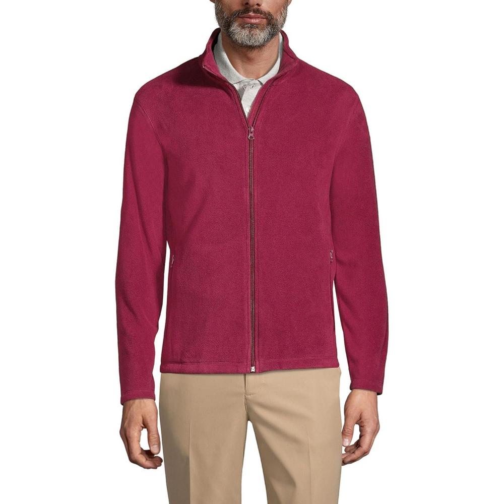 imageLands End Mens FullZip MidWeight Fleece JacketBurgundy