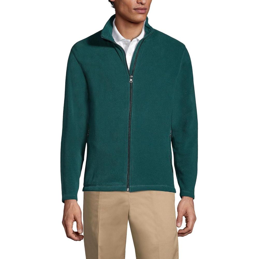 imageLands End Mens FullZip MidWeight Fleece JacketEvergreen
