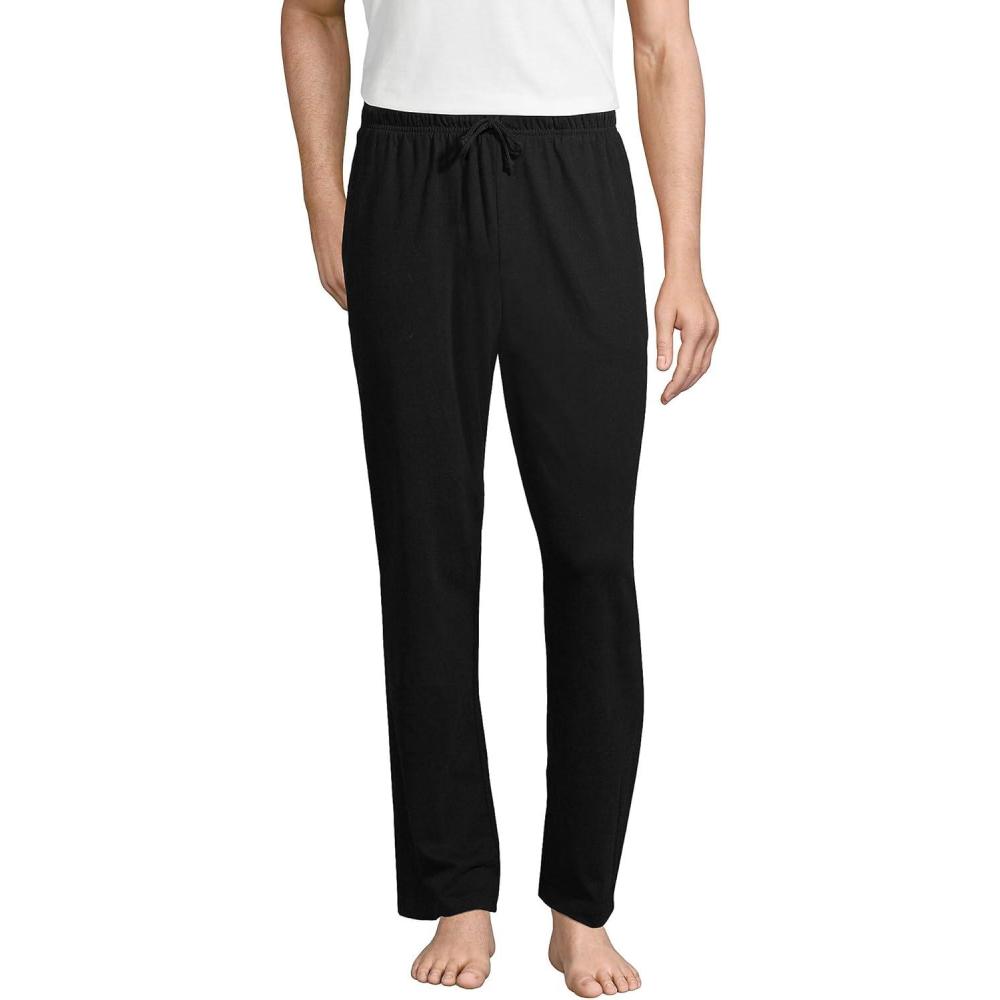 imageLands End Mens Knit Jersey Sleep PantsBlack