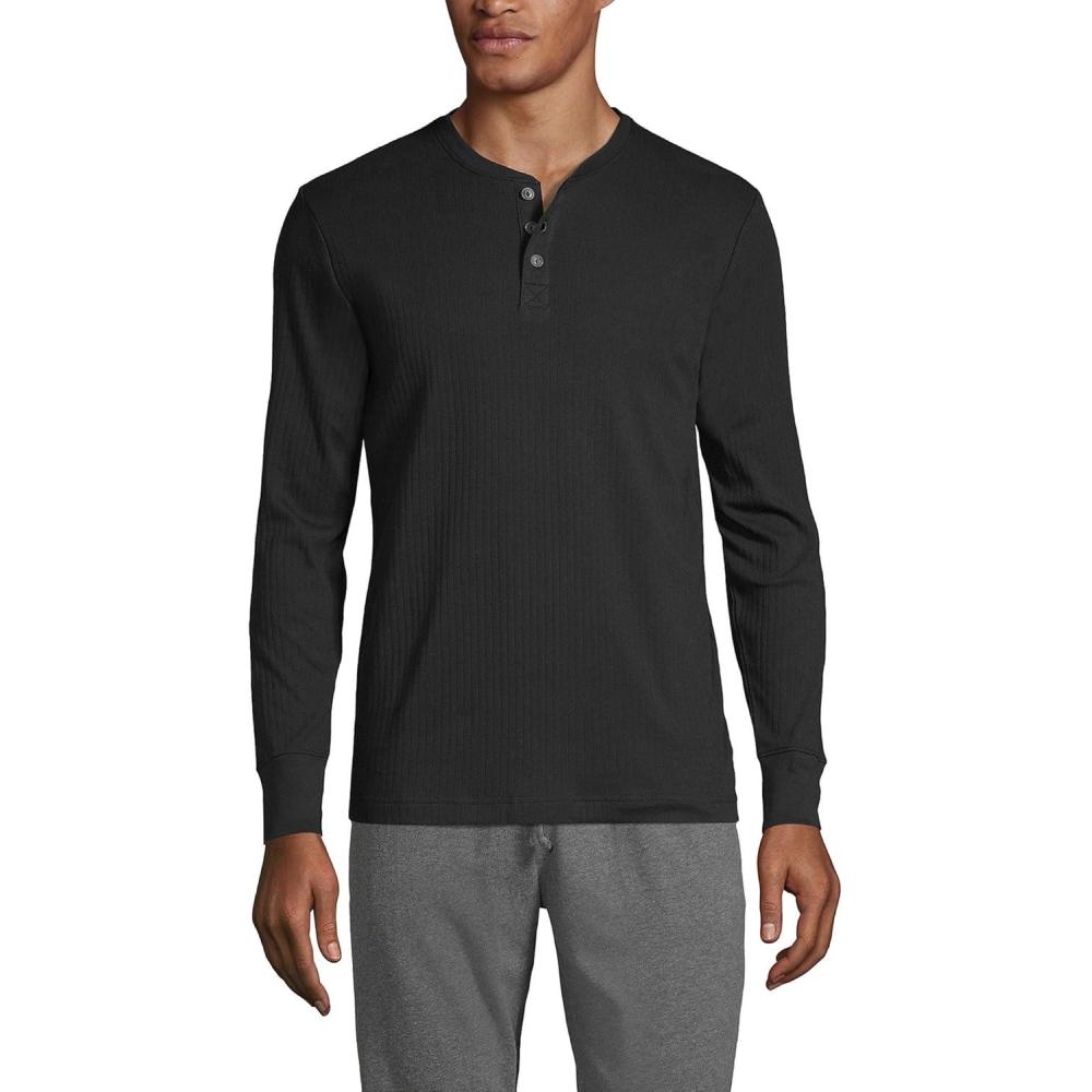 imageLands End Mens Knit Rib HenleyBlack
