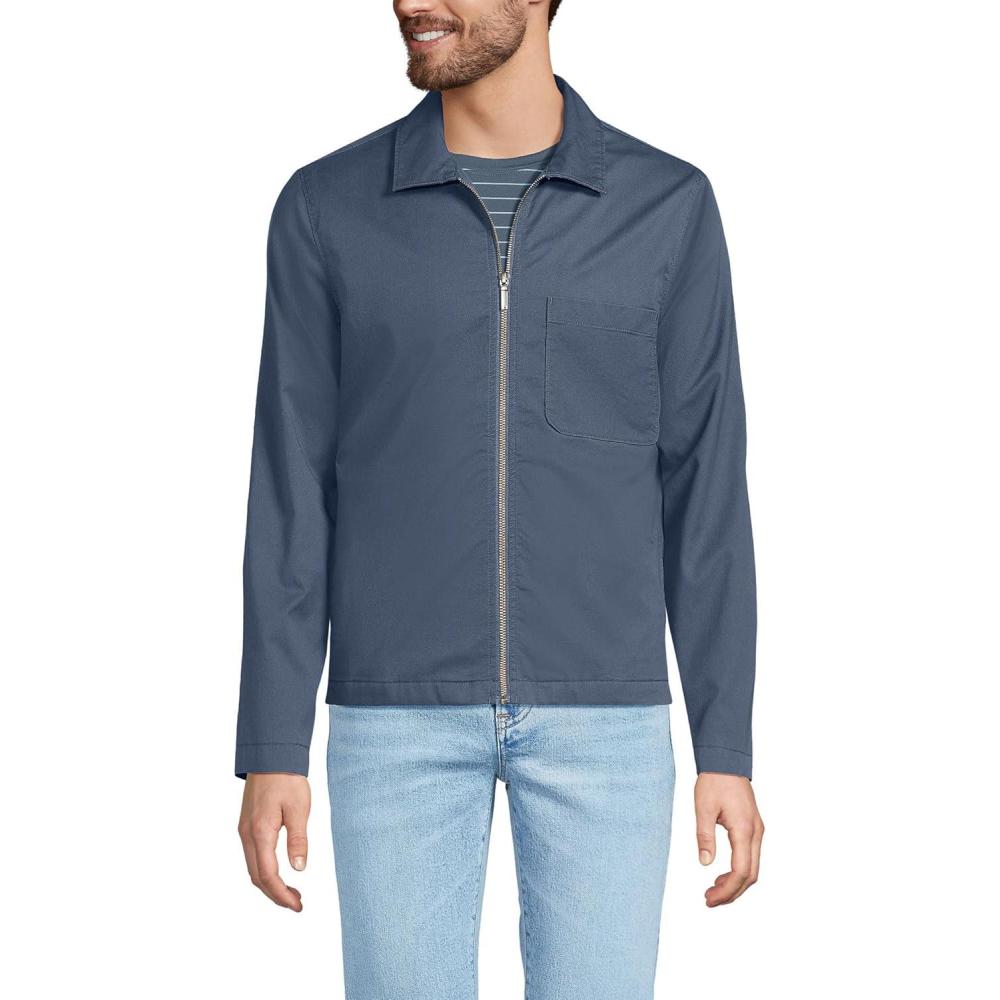 imageLands End Mens Lightweight Full Zip JacketSlate Blue