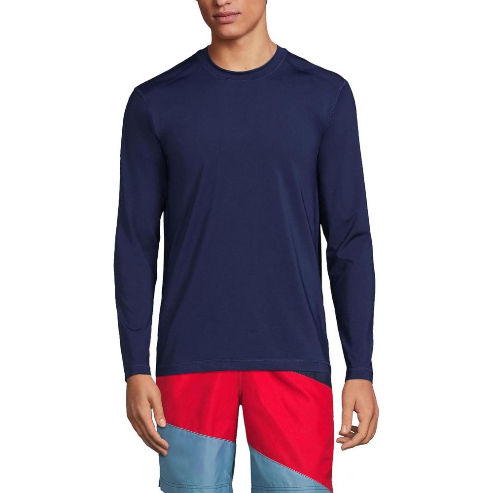imageLands End Mens Long Sleeve Swim Tee Rash GuardDeep Sea Navy