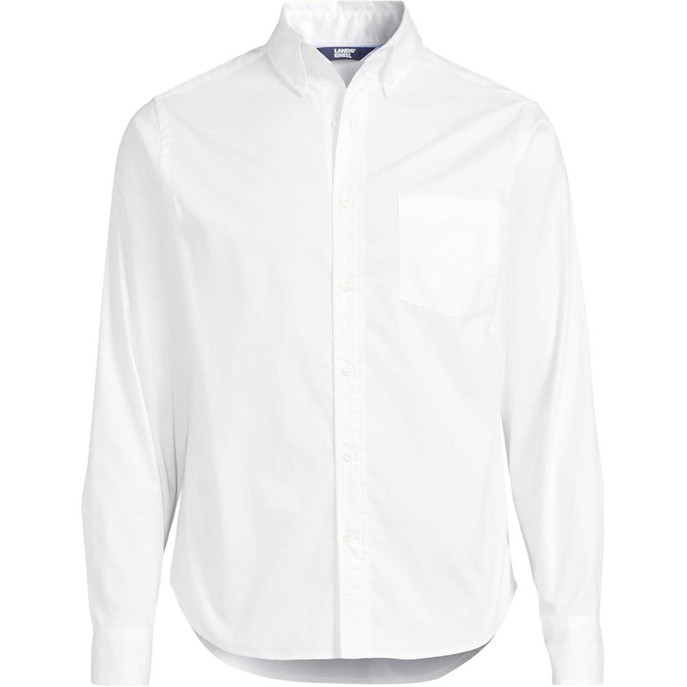 imageLands End Mens Long Sleeve Tailored Fit Travel Kit ShirtWhite