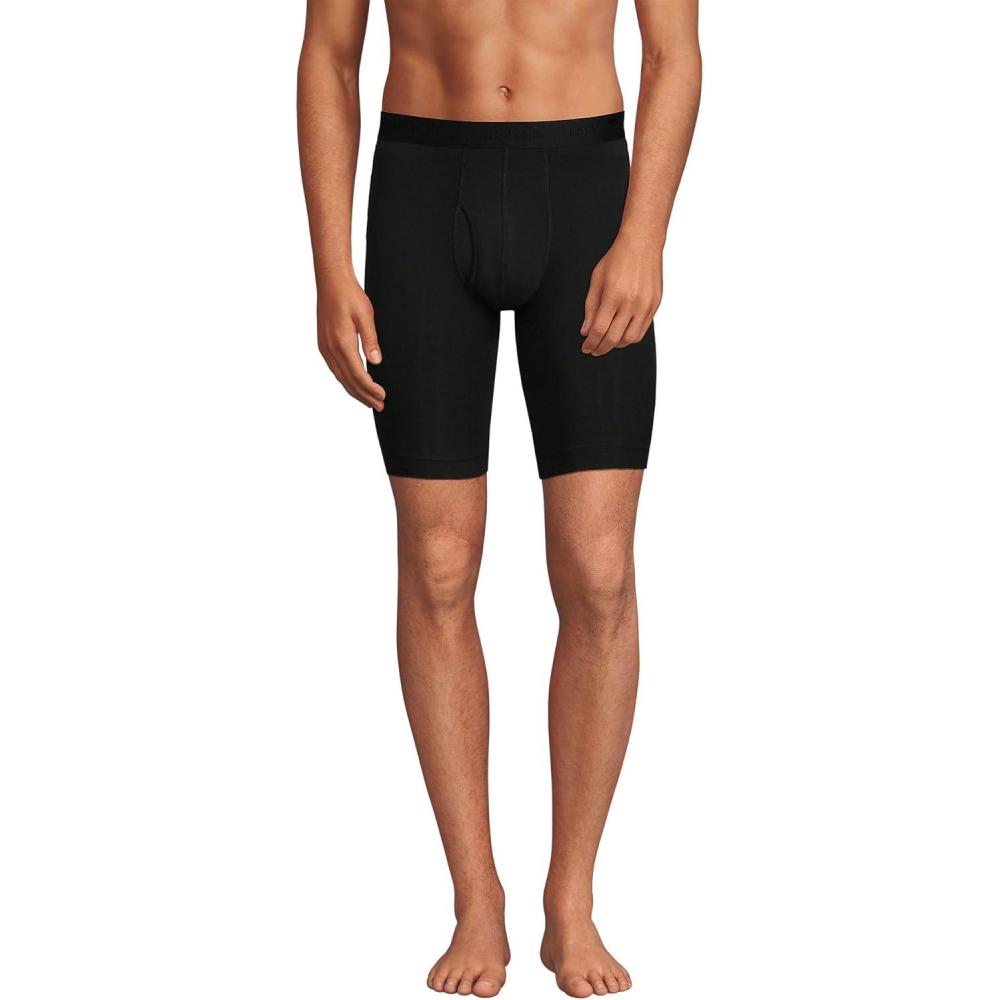 imageLands End Mens Longer Flex Performance Boxer Brief 3 packBlack