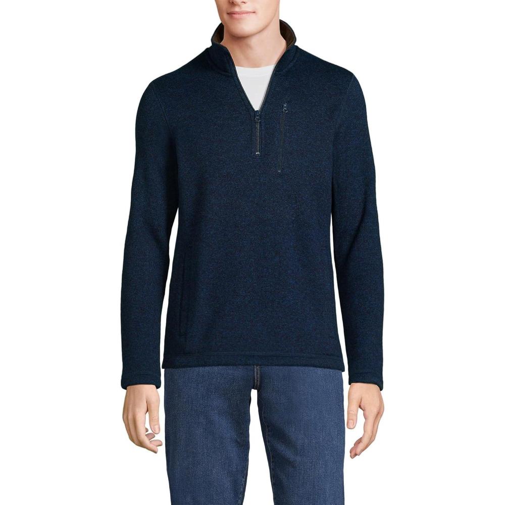 imageLands End Mens Quarter Zip Sweater FleeceRadiant Navy Heather