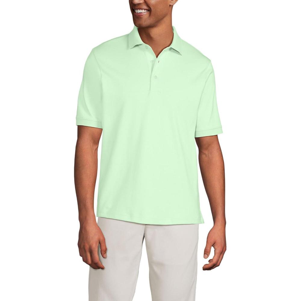 imageLands End Mens Short Sleeve AmericanGrown Supima Cotton Polo ShirtIcy Mint Green
