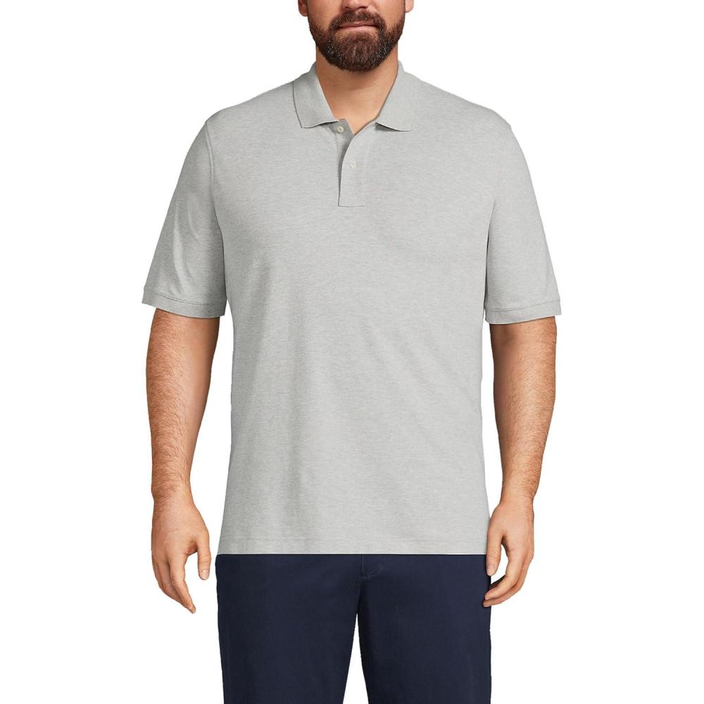 imageLands End Mens Short Sleeve ComfortFirst Mesh Polo ShirtGray Heather