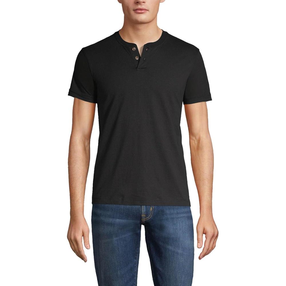 imageLands End Mens Short Sleeve SuperT HenleyBlack