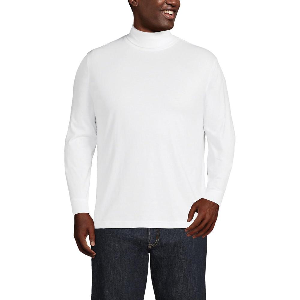 imageLands End Mens SuperT CottonBlend Turtleneck ShirtWhite