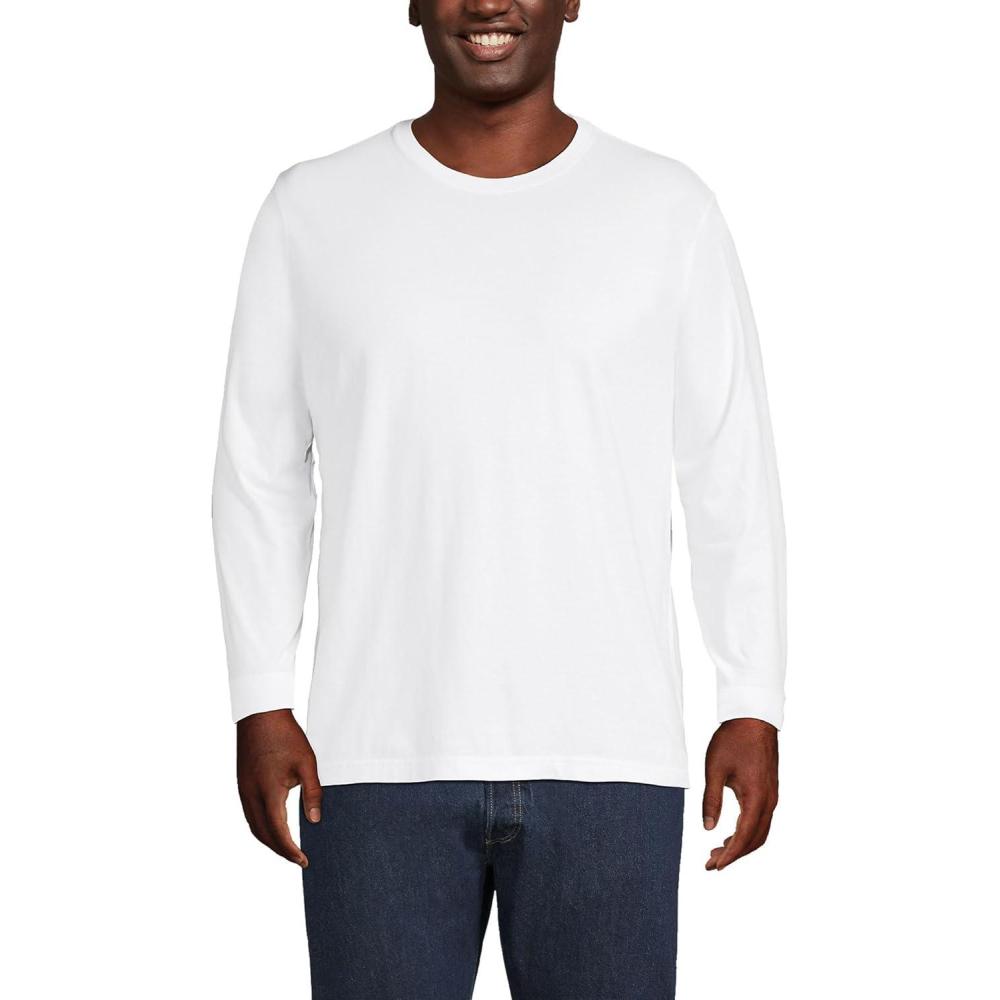 imageLands End Mens SuperT Long Sleeve TShirtWhite
