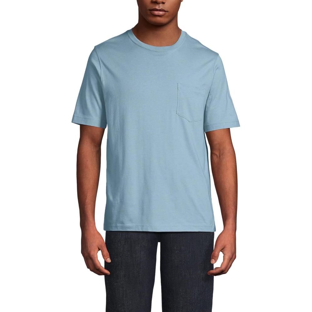 imageLands End Mens SuperT Short Sleeve TShirt with PocketLight Storm Blue