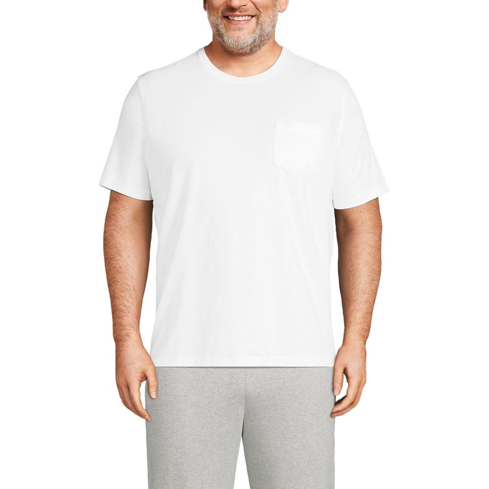 imageLands End Mens SuperT Short Sleeve TShirt with PocketWhite