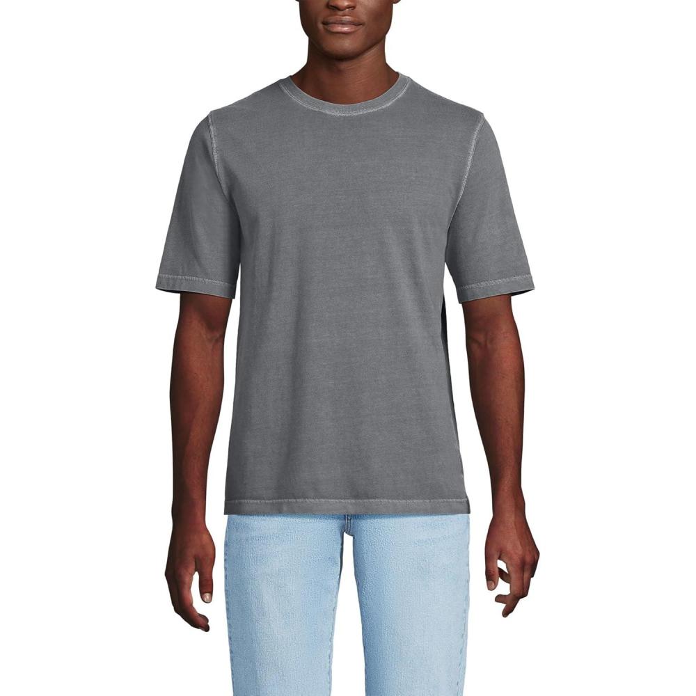 imageLands End Mens SuperT Short Sleeve TShirtDark Gray Sky Garment Dye
