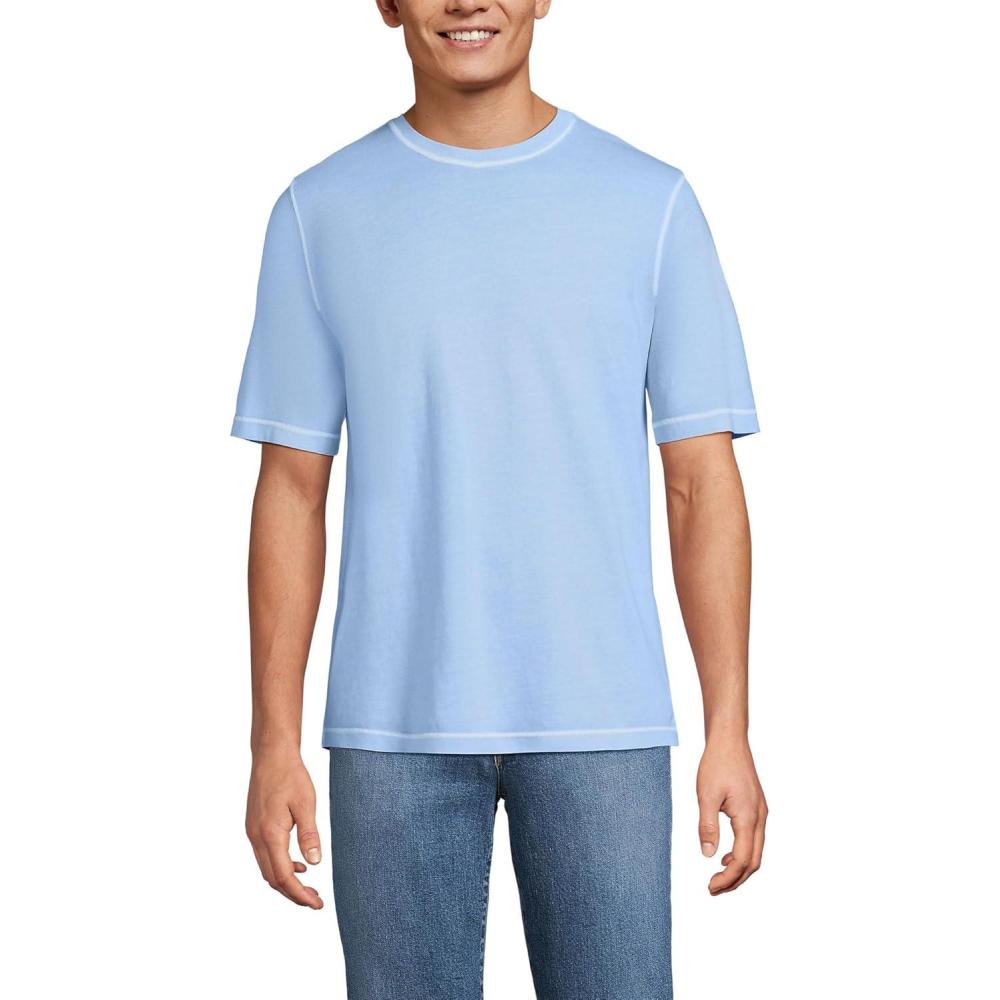 imageLands End Mens SuperT Short Sleeve TShirtPowder Blue Garment Dye
