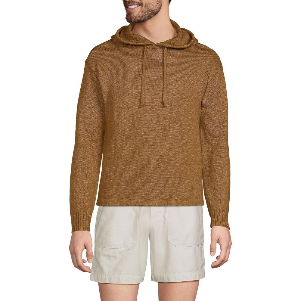 imageLands End Mens Textural Slub Hoodie SweaterCoriander